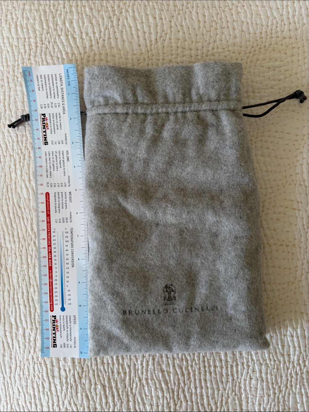 Brunello Cucinelli Gray Felt Drawstring Pouch
